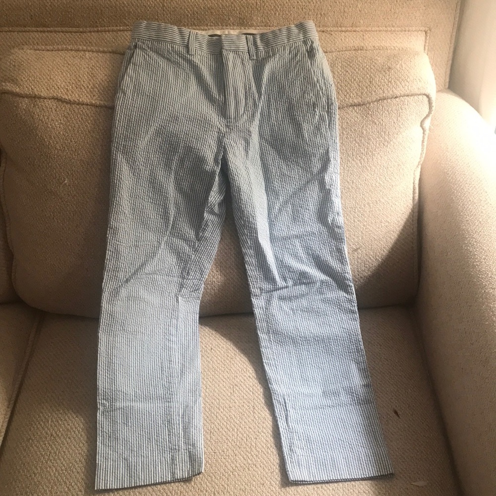 Crewcuts Seersucker Ludlow Slim Pants Size 7